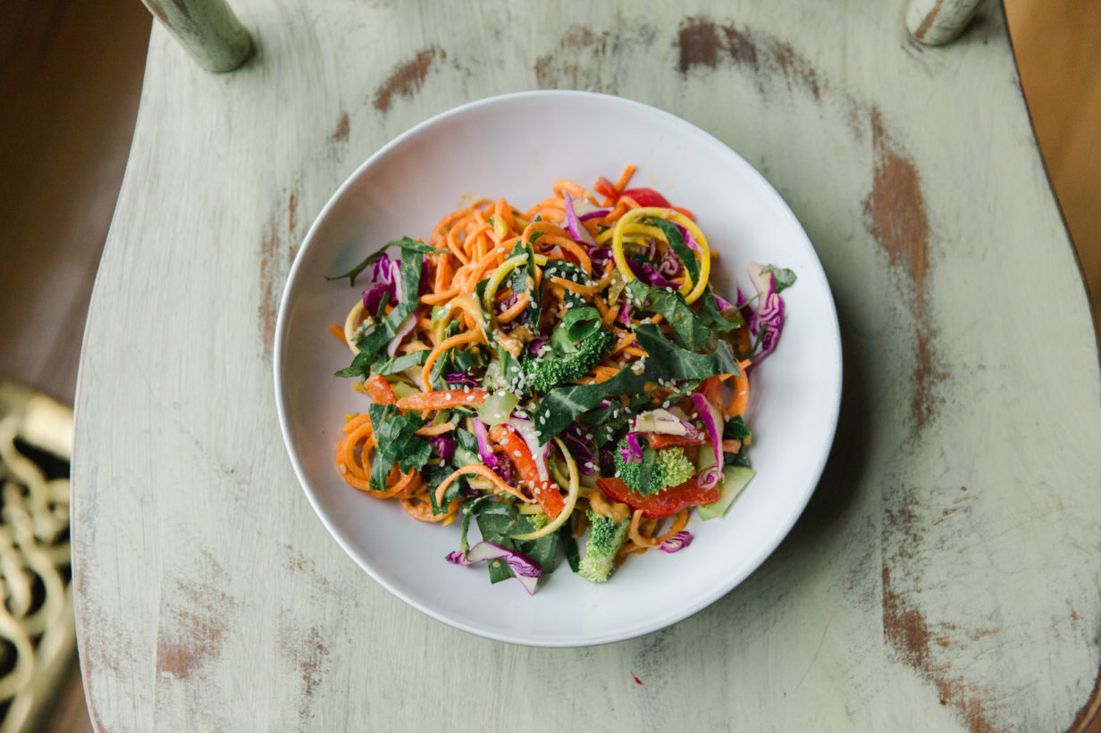 raw spiral salad for vegan fasting mimicking diet